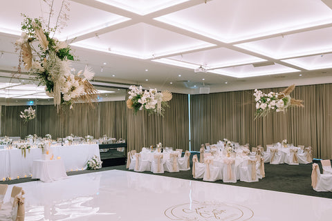 Foam-free hanging wedding flower installation by Flowers Alley Melbourne