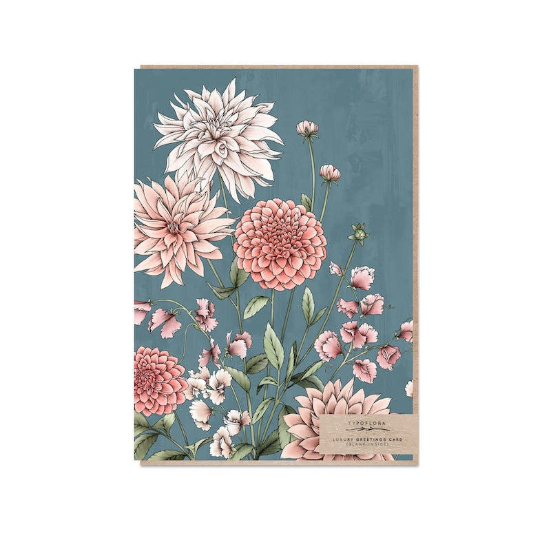 Typoflora floral greeting card, alternate design