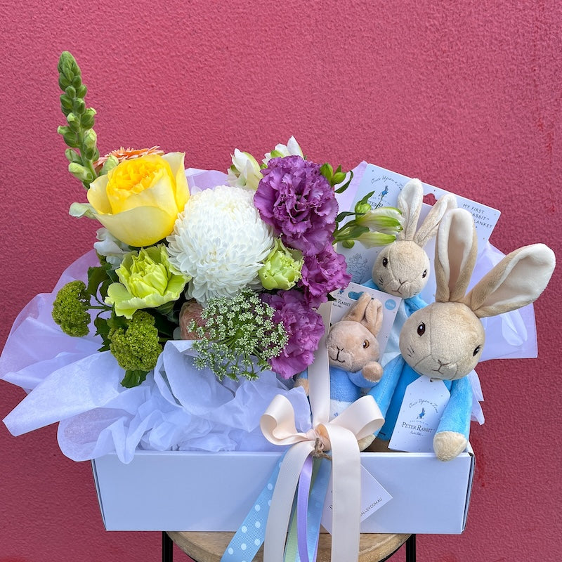 new baby boy flower gift bundle