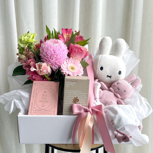 new born baby and mum flower gift hamper