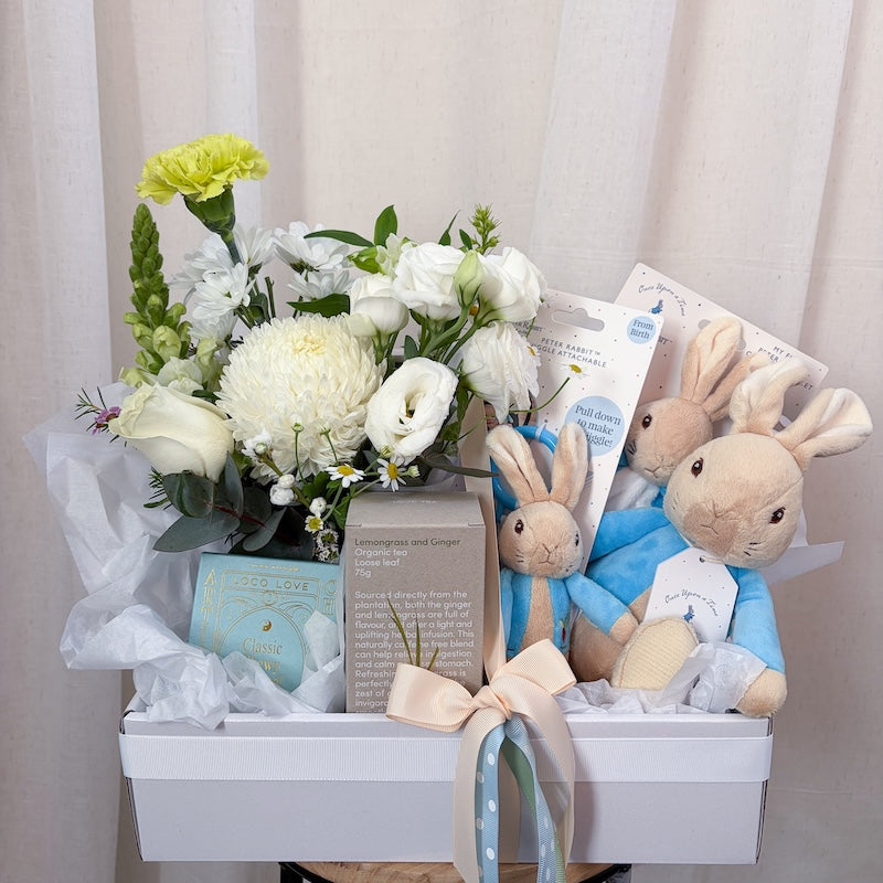 new baby boy flower gift bundle