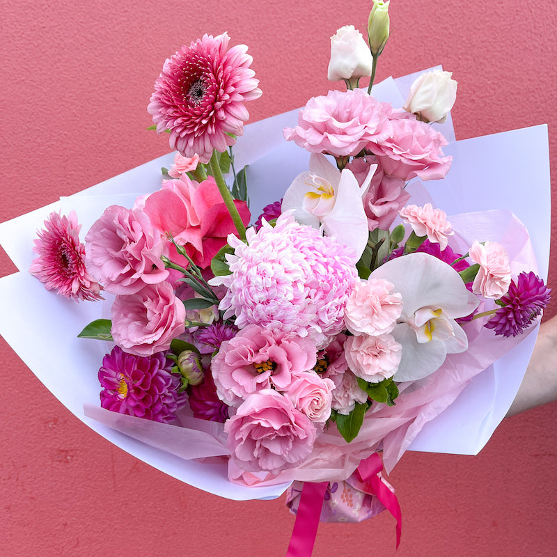 seasonal pink flowers bouquet