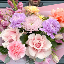 Load image into Gallery viewer, mix pastel carnation and roses flower bouquet
