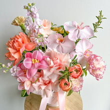 Load image into Gallery viewer, pastel pink and peach flower arrangement

